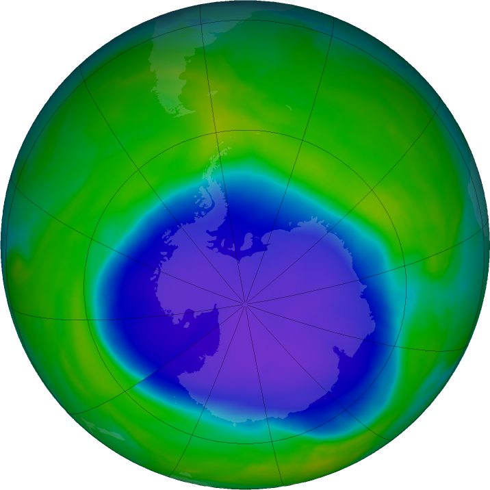 Antarctic ozone map for 14 November 2020
